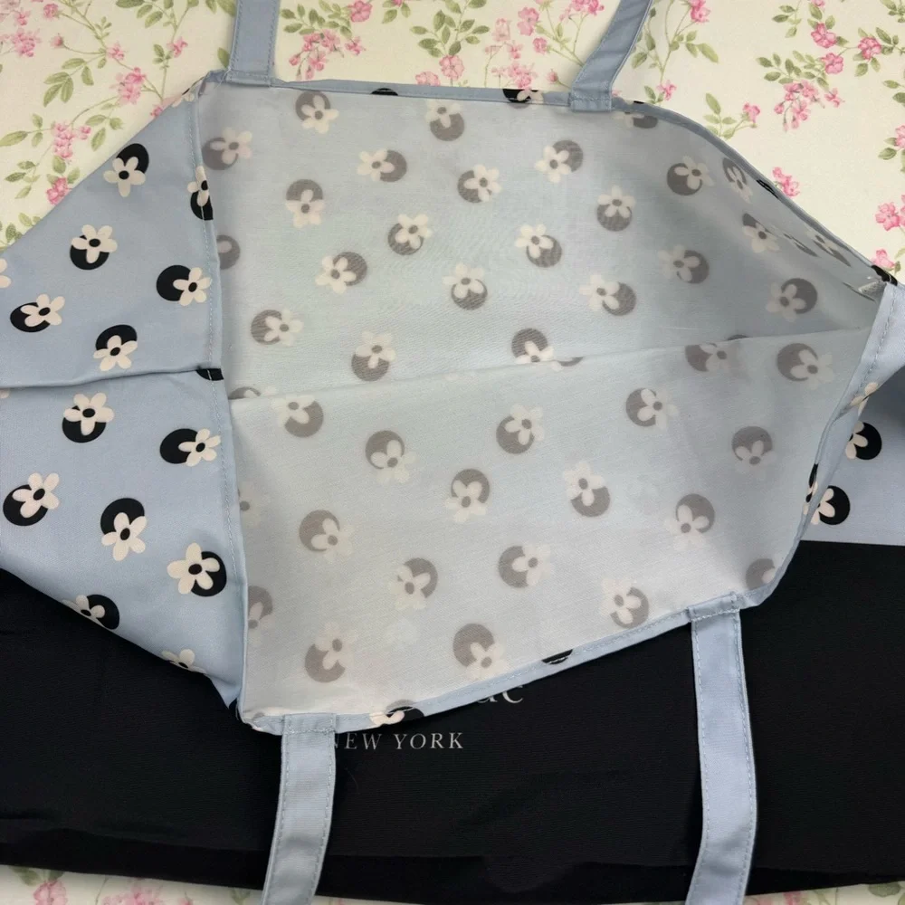 Kate Spade Large Polka Dot Reusable Floral‎ Shopping Tote Eco Friendly